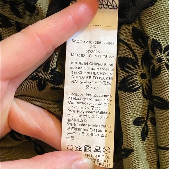 Floral Olive Green Maxi Skirt Size Large - Picture 6 of 9